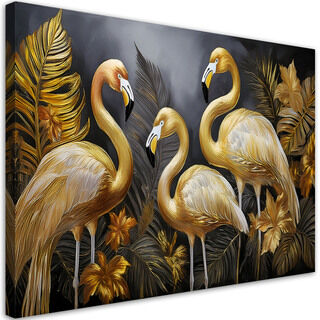 Leinwandbild, Goldflamingos-Vogel-Glamour