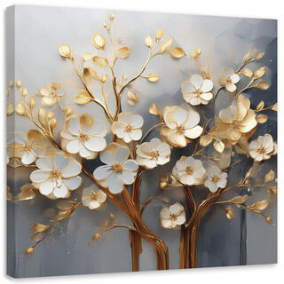 Leinwandbild, Magnolienbaum-Abstraktion Gold