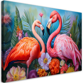 Leinwandbild, Flamingos, Vögel, exotische Tiere