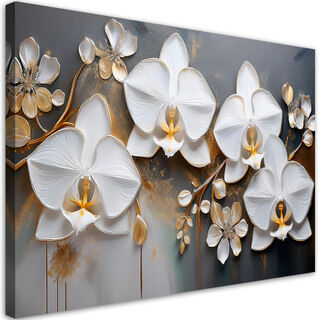 Leinwandbild, Orchideen-weiße Blumen-Abstraktion