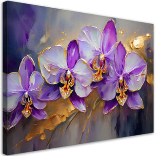Leinwandbild, Bemalte Orchideen lila Blumen