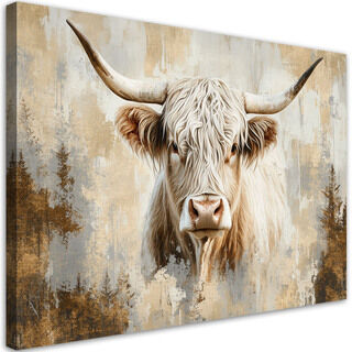 Leinwandbild, Schottisches Kuh-Beige-Gold