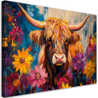 Leinwandbild, Schottische Kuhblume bemalt