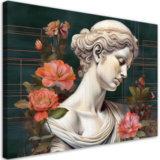 Leinwandbild, Skulptur-Statue einer Frau mit Blumen
