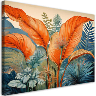 Leinwandbild, Pflanzen mit orangefarbenen Palmblättern