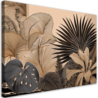 Leinwandbild, Monstera Blätter Palmen Pflanzen Beige