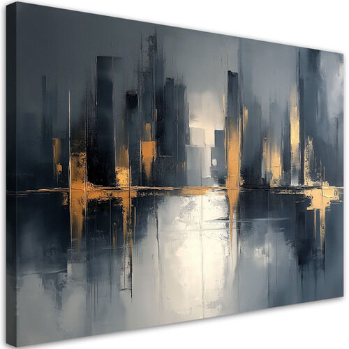 Leinwandbild, Schwarz-Gold-Abstraktion