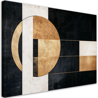 Leinwandbild, Geometrische Abstraktion Schwarz und Gold
