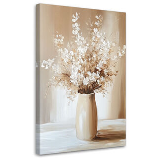 Leinwandbild, Beiger Blumenstrauß in Vase
