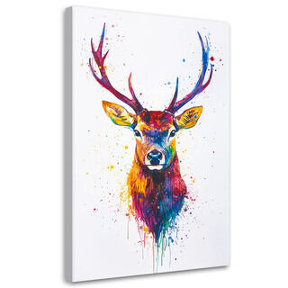 Leinwandbild, Bunte Hirschkopftiere