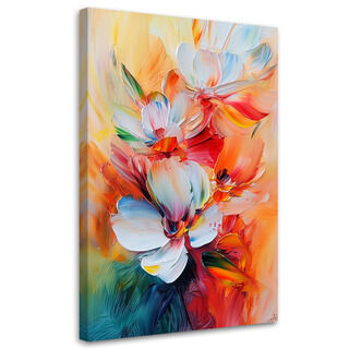 Leinwandbild, Farbige Blumenimitat-Ölfarbe