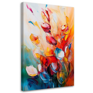 Leinwandbild, Farbige Blumen-Ölfarben-Effekt