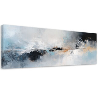 Leinwandbild, Modernes abstraktes Blau-Grau-Gold