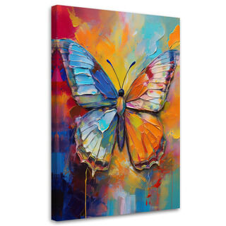 Leinwandbild, Schmetterling auf farbigem Hintergrund