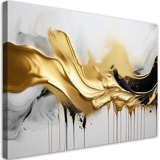 Leinwandbild, Goldene 3D-Abstraktion