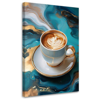 Leinwandbild Kaffeetasse aus türkisfarbenem Marmor