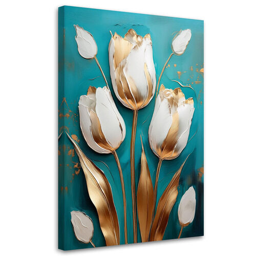 Bilder Wohnzimmer, Tulpen Glamour Türkis