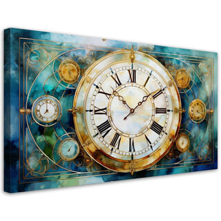 Leinwandbild Vintage Türkis Uhr