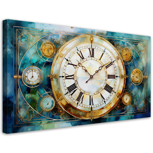 Leinwandbild Vintage Türkis Uhr