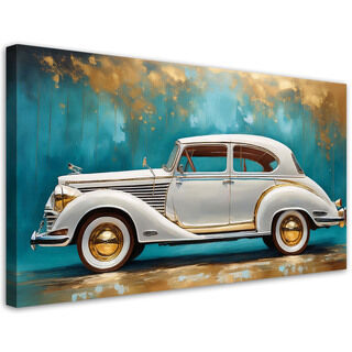 Leinwandbild Vintage-Retro-Auto-Türkis-Hintergrund