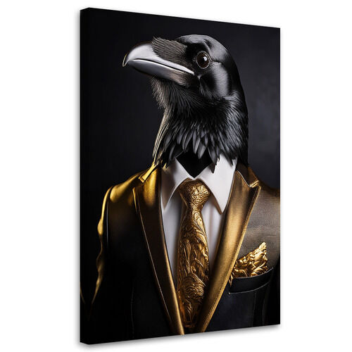 Bilder Wohnzimmer, Schwarzer Rabenvogel im Anzug