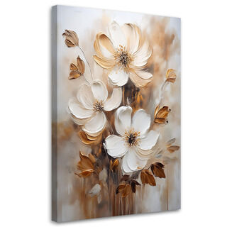 Leinwandbild Blumen in Beige bemalt