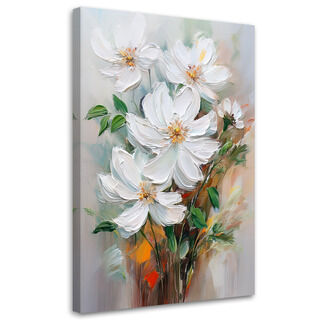 Leinwandbild Bemalte weiße Blumen Natur