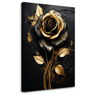 Leinwandbild Rose Flower Gold Black Glamour