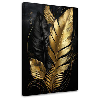 Leinwandbild Palmblätter Schwarz und Gold Loft
