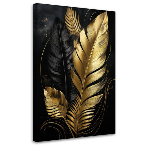 Leinwandbild Palmblätter Schwarz und Gold Loft