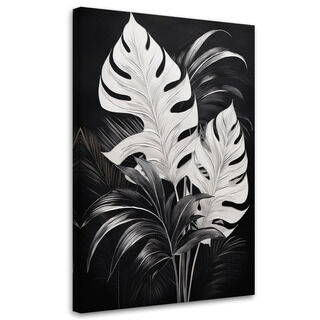 Leinwandbild Monstera verlässt Black White Loft