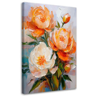 Leinwandbild Orange bemalte Pfingstrosenblüten