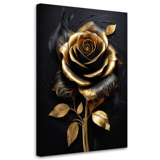 Leinwandbild Rose Flower Gold Black Glamour