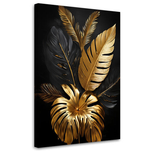 Leinwandbild Goldene Palmblätter-Glamour