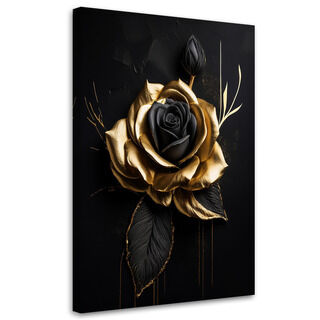 Leinwandbild Goldene Rose auf schwarzem Hintergrund