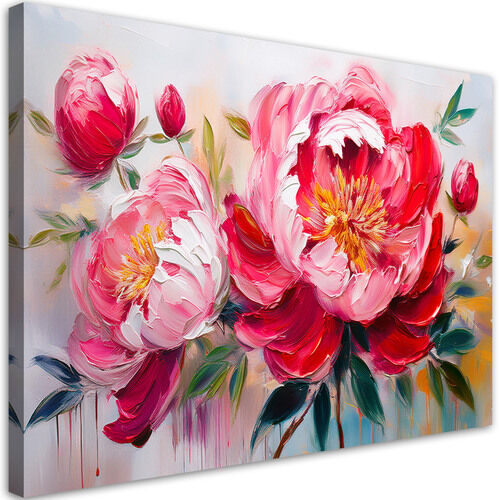 Leinwandbild Blühende rosa Pfingstrosen