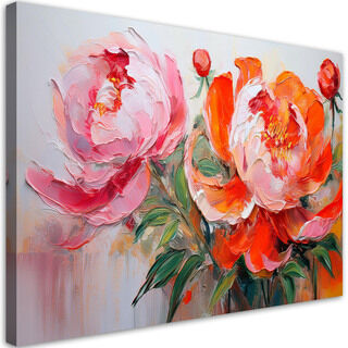 Leinwandbild Pfingstrosen rosa orange Blumen