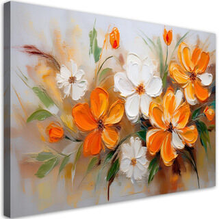 Leinwandbild Weiße und orangefarbene Wildblumen
