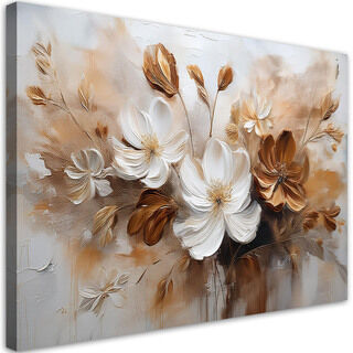 Leinwandbild Weiß und braun bemalte Wildblumen
