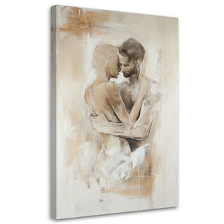 Leinwandbild Romantisches Paar, Akt, Liebe, Beige