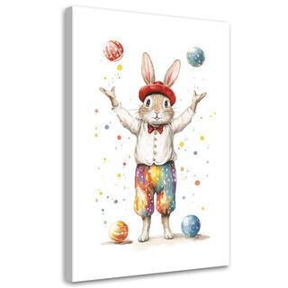 Wandbild für Kinderzimmer Kaninchenjongleur Bunter Zirkus