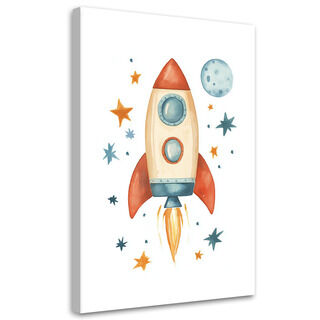 Leinwandbild Bunte Weltraumrakete