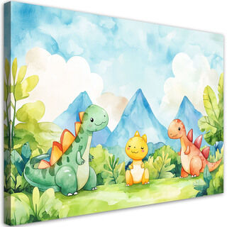 Leinwandbild Lustige bunte Dinosaurier