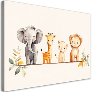 Leinwandbild für Kinderzimmer Afrikanische bunte Tiere in Beige
