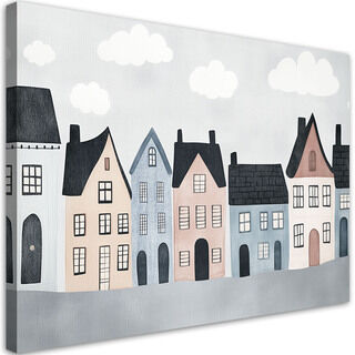Wandbild für Kinderzimmer, Bunte Häuser Stadt