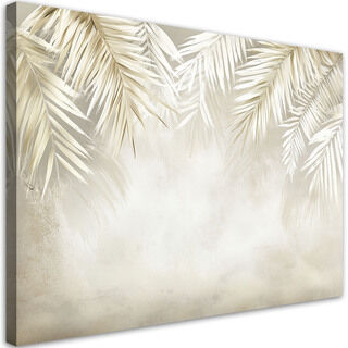 Leinwandbild, Palmblätter hängen beige