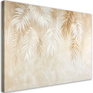 Leinwandbild, Beige tropische Palmblätter Boho-Stil