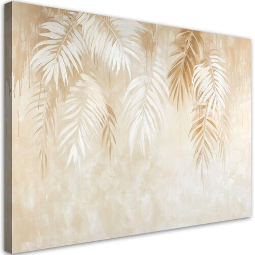 Leinwandbild, Beige tropische Palmblätter Boho-Stil