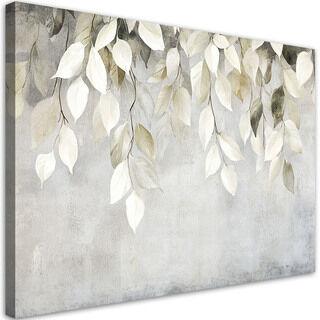 Leinwandbild, Beige hängende Blätter Zweige Beton Boho