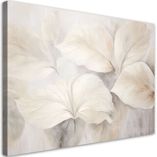 Leinwandbild, Pflanzenblätter beige Natur 3D Boho